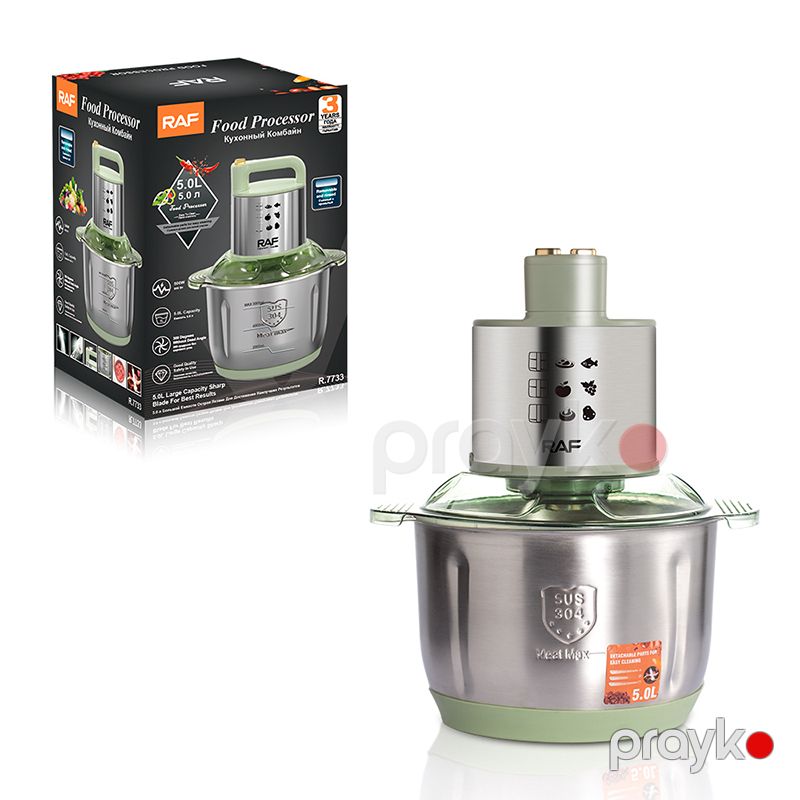 Raf R.7733 Doğrayıcı Prosessor 500W 2 Sürətli 5 Litr Doğrayıcı Paslanmayan Polad Yaşıl Doğrayıcı — Blenderlər, xırdalayanlar və mikserlər, Bakı (4)