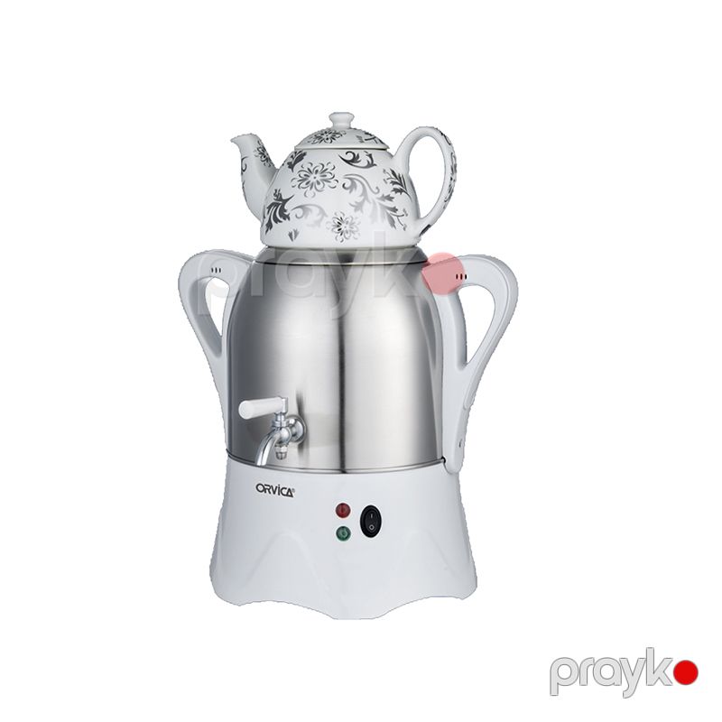 Orvıca Temperatur Nəzarəti ilə Elektrikli Paslanmayan Polad Samovar Çay Dəmləyici, 2500 Vt, 5 L Tutumlu Çaydan 1litr ORM-3302 — Ev texnikası, Bakı (3)