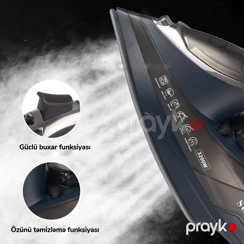 Sokany SK-11029 - Ütü, 3200W Güc, 300 ml Su Çənli, Buxar Tənzimləməli və Şaquli Buxar Funksiyalı Keramika Ütü — Ev texnikası, Bakı (3)