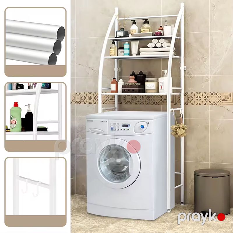 3 Pilləli Hamam Üçün Saxlama Rəfi Paltaryuyan Maşın Üçün Metal Künc Rəfi Çoxfunksiyalı Hamam Vanna Otağı Dəsmal Rafı — Mallar, Bakı (5)