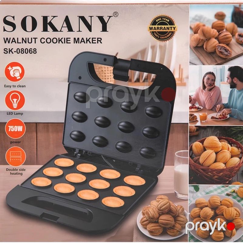 Sokany SK-08068 - Yapışmayan Örtüklü 12 Qoz Şirniyyatı Üçün Elektrikli Qoz Şirniyyatı Maşını, 750W, Qara — Toster və vaflyasıcı, Bakı (6)