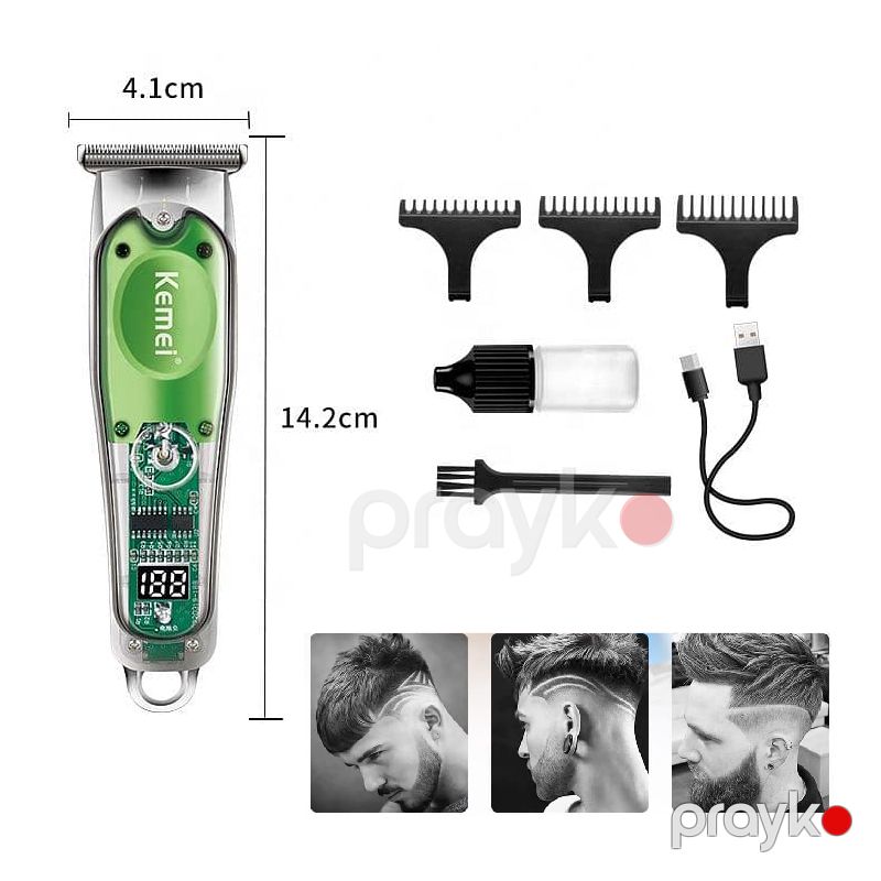 Kemei Kişilər Üçün Simsiz LED Saç Saqqal Kəsmə Makinası Professional USB Hızlı Şarj Saç Saqqal Təraş Maşını — Usturalar, trimmerler və epilyatorlar, Bakı (5)