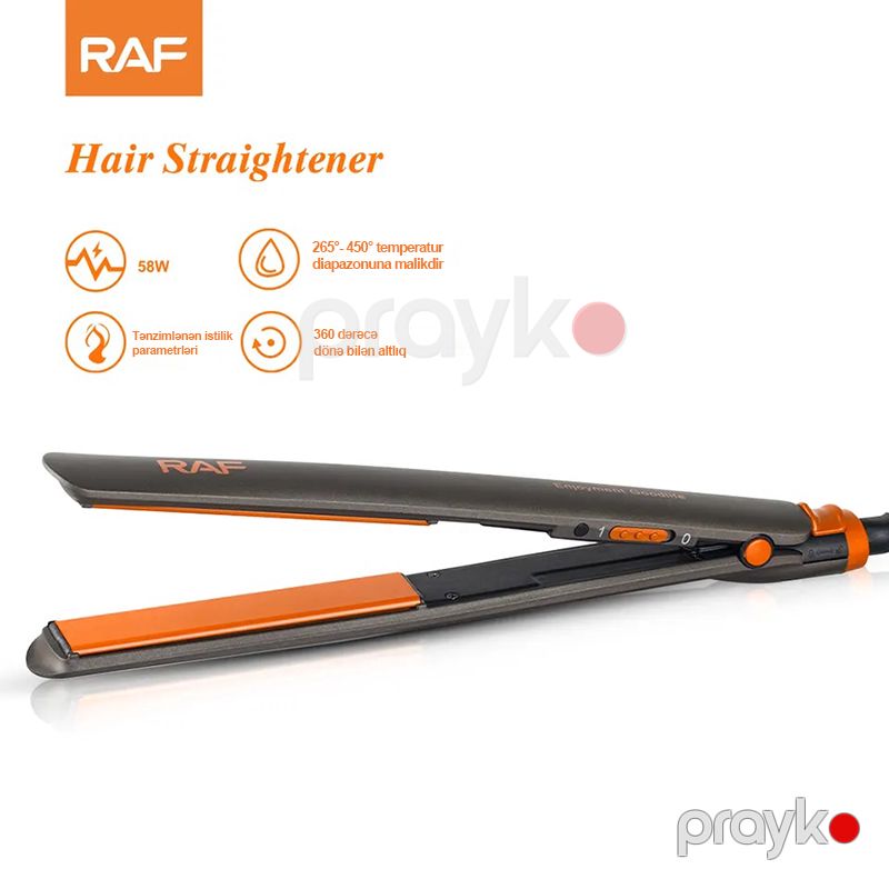 Saç Düzləşdiricisi Raf R.4130 Qara Narıncı Fen 41W Gücündə Saç Düzləşdirici 210 °C RAF Saç Ütüsü — Fən, Bakı (5)