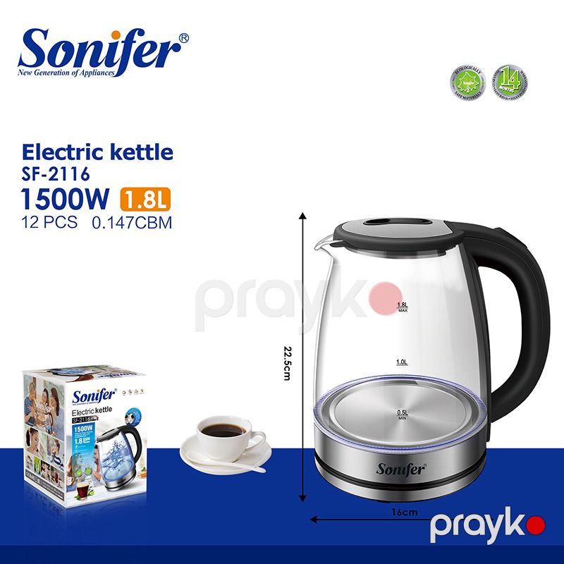 Sonifer SF-2116 Elektrikli Çaydan 1500w LED mavi işıqlı elektrikli 1.8 L şüşə elektrik çaydanı — Elektrik çaydanları və termoslar, Bakı (4)