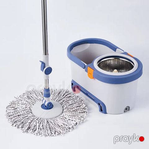 360 Dərəcə Fırlanan Mop Mavi Döşəmə Təmizləyicisi AP-010 Mop Döşəmə Paspası Mikrofiber Parçalı Mop — Bakı