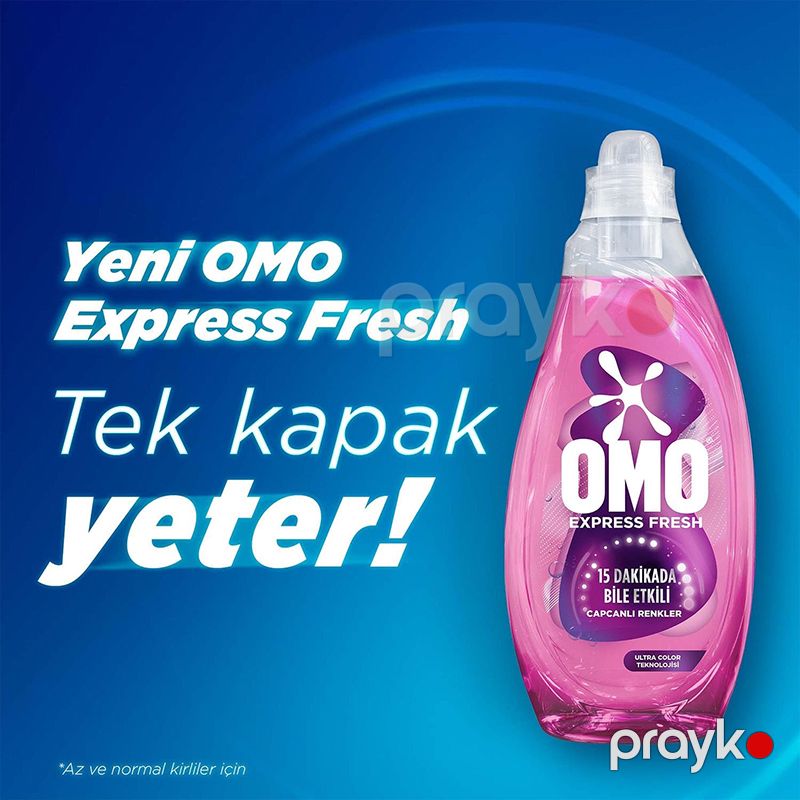 Omo Express Fresh Canlı Rənglər Rənglər və Qaralar 1.480 Ml 15 Deqiqədə Etkili Paltar Yuyucu Vasitə Sıvı Deterjan — Mallar, Bakı (2)