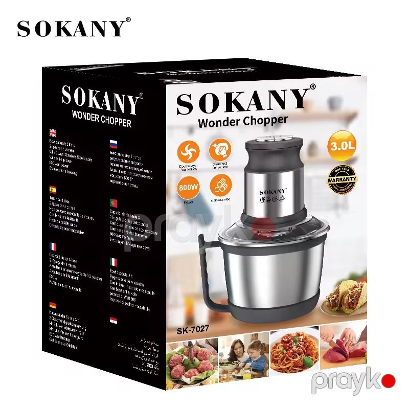 Sokany SK-7027 Çoxfunksiyalı Elektrikli Doğrayıcı Tərəvəz Ət Doğrayıcı İki Sürətli Doğrayıcı 800W — Blenderlər, xırdalayanlar və mikserlər, Bakı (6)