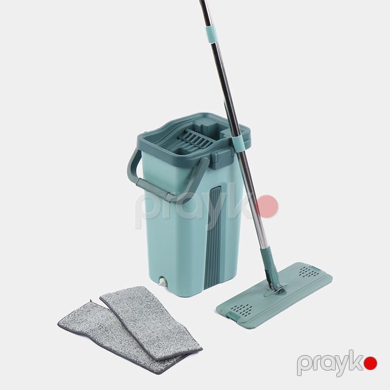 Plastik Döşəmə Mop Təmizləyici Dəsti Davamlı Paslanmayan Polad Mikrofibe Mop Vedrə Dəsti — Mallar, Bakı (5)