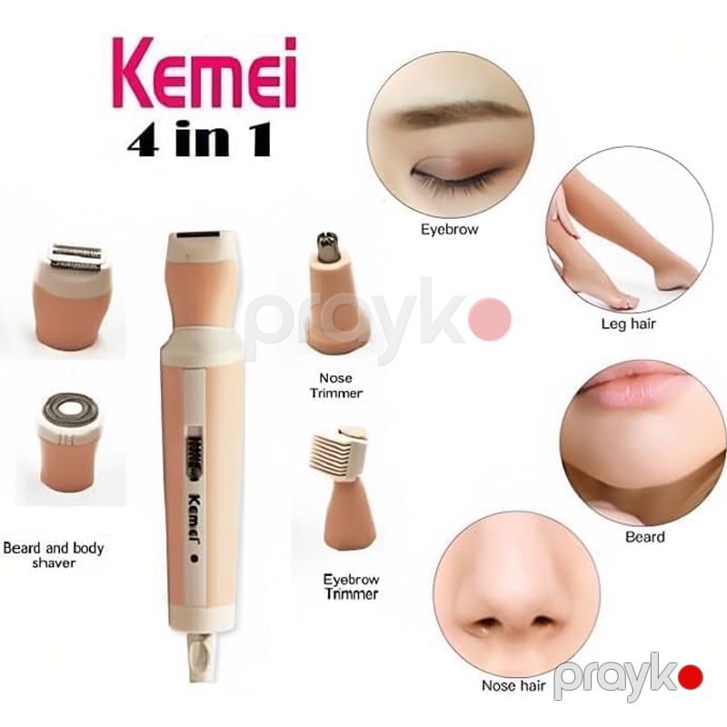 Kemei KM-3024 - Qadınlar üçün 4in1 Trimmer Dəsti, Bədən Tük Təmizləyicisi, Burun və Qaş Trimmeri, Dəri Ülgücü Karbon Polad Kəsici Başlıq 3W Güc — Usturalar, trimmerler və epilyatorlar, Bakı (3)
