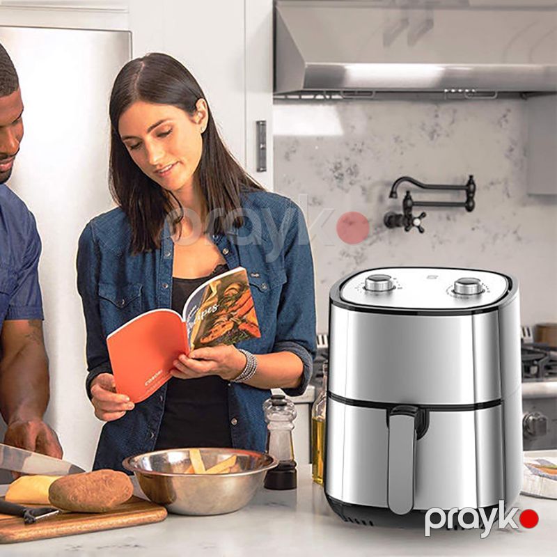 Enerjiye Qənaət Edən Sokany Elektrikli Gümüş Hava Fritözü İstiyə Davamlı Air Fryer 6L Tutuna Malik Ağıllı Hava Fritözü — Digər mətbəx texnikası, Bakı (2)