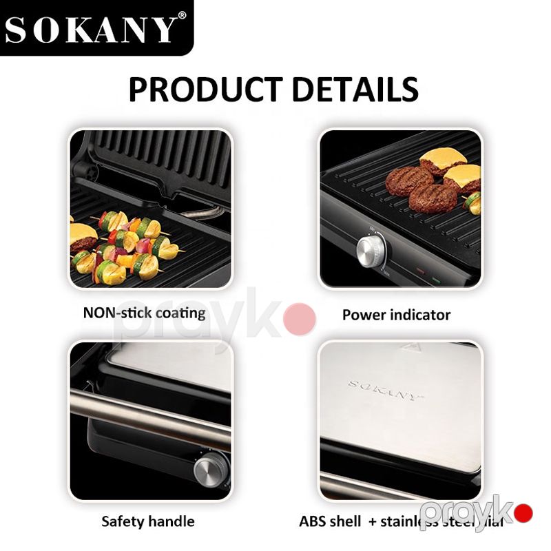 Sokany SK-08047 - Qril Cihazı, 2000W Yüksək Güclü Tənzimlənən 4 Dilimli Sendviç Qril Cihazı Qril — Toster və vaflyasıcı, Bakı (4)