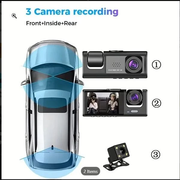 3 Kameralı Full HD avtomobil videoregistratoru — Mallar, Bakı (2)
