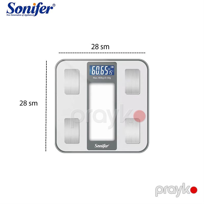 Sonifer SF-1915 LED Ekrana Sahib 180 kq-a Qədər Çəki Üçün Elektron Döşəmə Tərəzisi Ev Üçün Rəqəmsal Şüşə Məişət Tərəzisi — Tərəzi, Bakı (4)