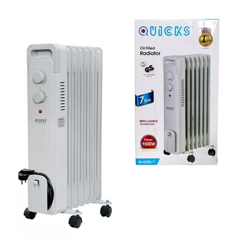 Radiator Q-4230/7 1500W Gücündə 7 Dilim Ağ Radiator Kiçik Otaq Qızdırıcı Elektrikli Yağ Radiatoru — Bakı