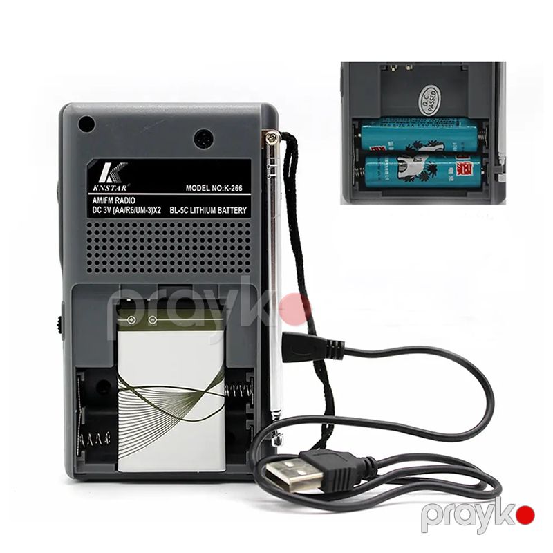 Knstar K-266 Portativ Mini AM FM Radio Daxili Dinamik Antenna 3.5mm AUX Qulaqlıq — Elektronika, Bakı (5)