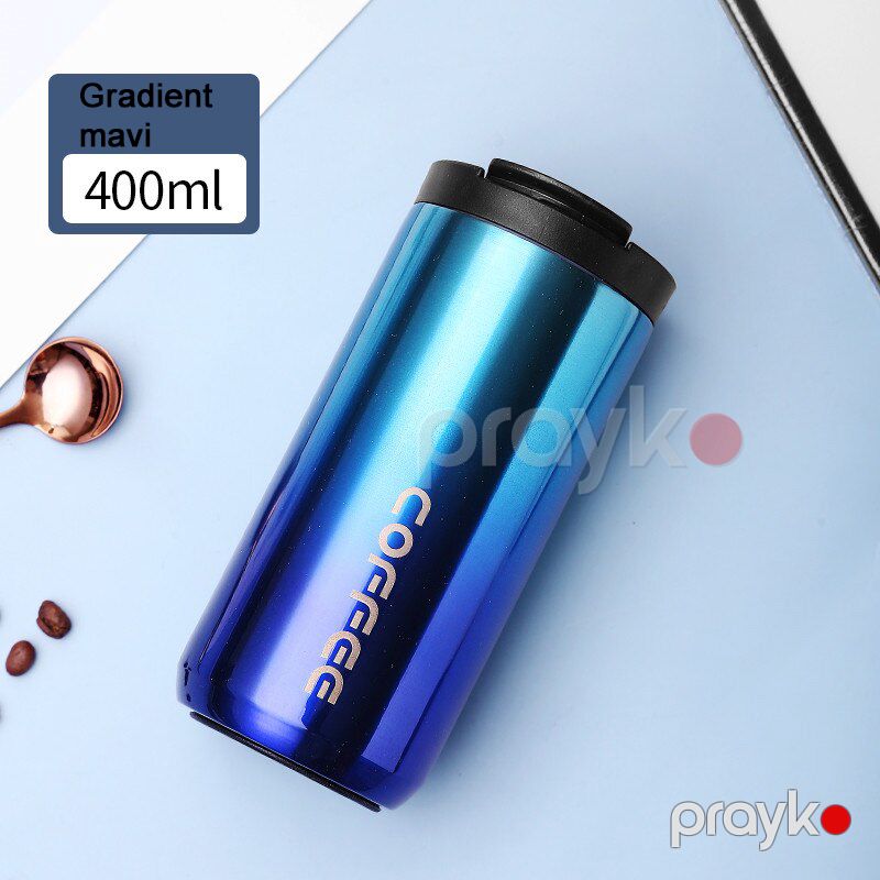 304 Paslanmayan Polad İkiqat Qəhvə Fincanı Sızdırmaz Termal Fincan Səyahət Termal Fincan 400ml — İdman, hobi, istirahət, Bakı (8)
