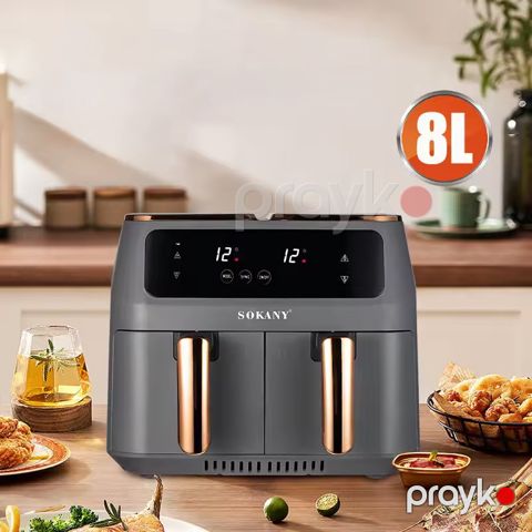 Sokany SK-ZG-8030 Çoxfunksiyalı Elektrikli Qızardıcı İki Hissəli Qızardıcı Airfryer Böyük Tutumlu Airfryer 8L — Bakı