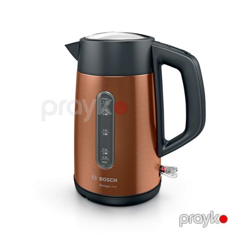 Çaydan Bosch TWK4P439 Erqonomik İstifadə 1.7L Designline Elektrik Çaydanı 2400 W Gücündə Peşəkar Mis Çaydan — Bakı