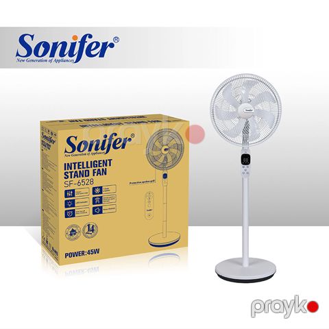 Sonifer SF-6528 Ventilyator 7 Pərli Rəqəmsal Ekranlı Ventilyator Uzaqdan İdarəetməli Ağıllı Sərinkeş Fan — Bakı