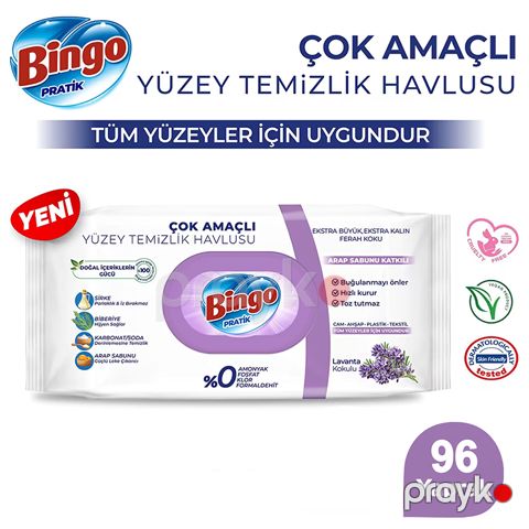 Bingo Pratik Yüzey Temizlik Havlusu Lavanta 96-lı Lavanta Kokulu Yüzey Temizlik Havlusu — Bakı