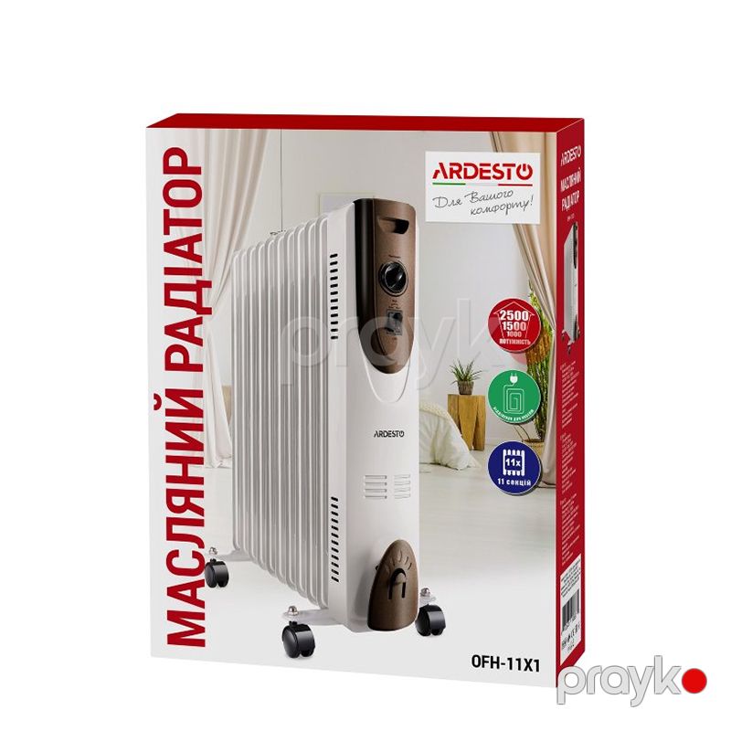 Ardesto OFH-11X1 Elektrikli Radiator Ağ Müasir Dizaynda Döşəmə Qızdırıcı 2500W 11 Pilləli Yüksək Güclü Yağ Qızdırıcısı — Isıtıcılar və isı ventilatorları, Bakı (6)