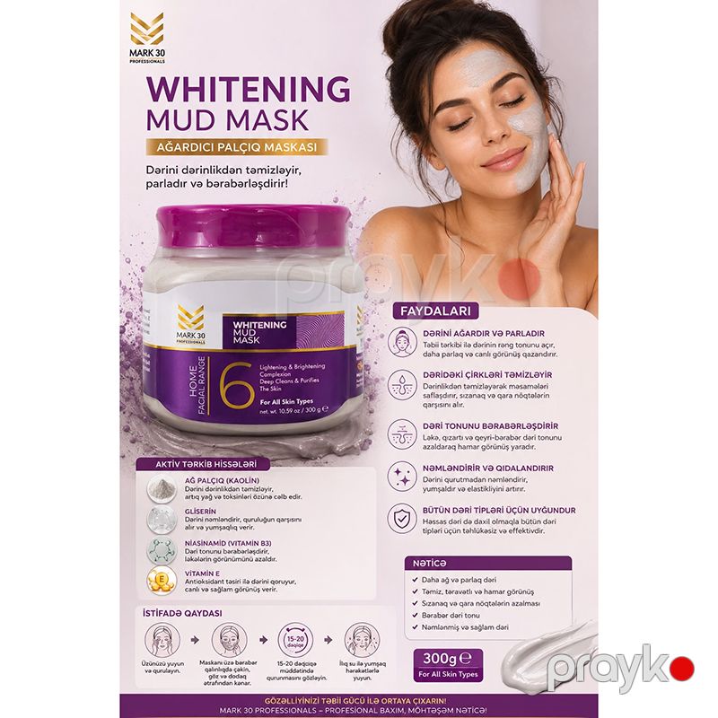 Mark 30 Professionals Whitening Mud Mask – Ağardıcı Palçıq Maskası 300 q — Gözəllik və səhiyyə, Bakı (2)