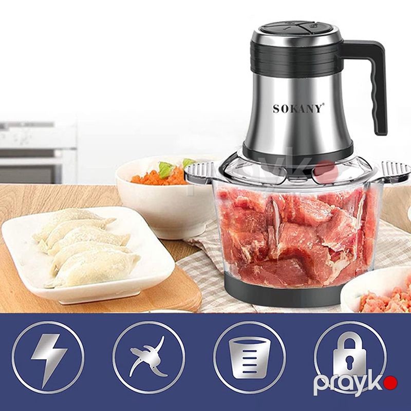 Sokany İki Qat Şüşə Metbex Doğrayıcısı 800W 3L Tutuma Mallik Ətçəkmə Özəlliyi İlə Güclü Mətxət Doğrayıcısı — Blenderlər, xırdalayanlar və mikserlər, Bakı (3)