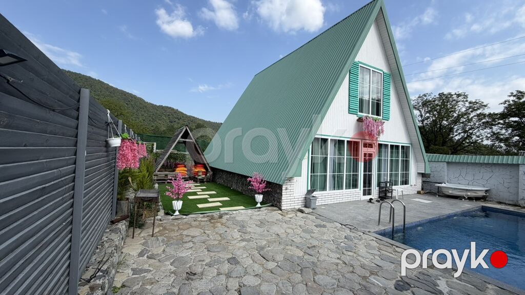 A-frame tipli, dağ mənzərəli istirahət evi – özəl həyətyanı sahə və — Ev, villa, Qəbələ (5)
