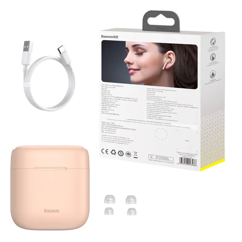 Baseus Encok True Wireless Earphones W06 Simsiz Qulaqlıq Pink NGW06-04 Bluetooth Qulaqlıq Çəhrayı — Telefonlar və qadjetlər, Bakı (5)