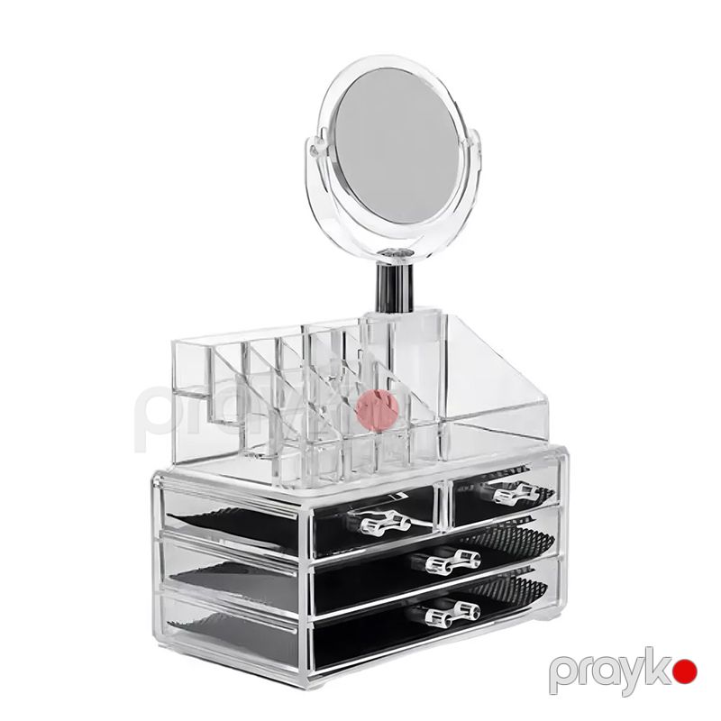Güzgülü 3 Çekmeceli Akril Kosmetik Organizer JN-878 3 Çekmece və Güzgü ilə Kosmetik Makiyaj Rəfi — Gözəllik və səhiyyə, Bakı (2)