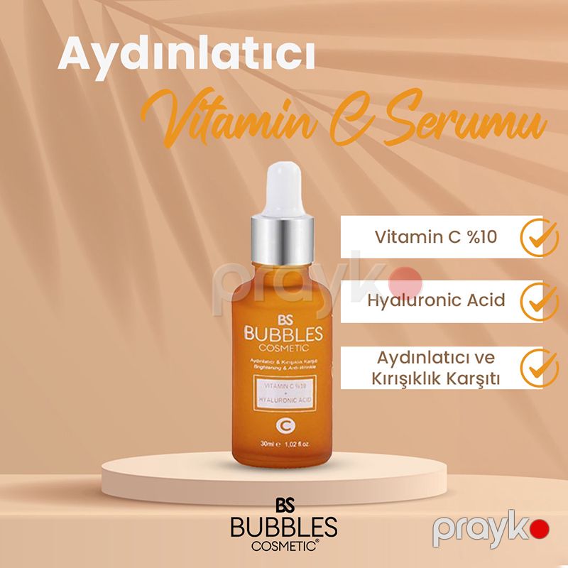 Bs Bubbles Cosmetic Vitamin C Tərkibli Dəri Ağardıcı Serum 30ml Qırışıqlara Qarşı Baxım Serumu BSC077 — Gözəllik və səhiyyə, Bakı (3)
