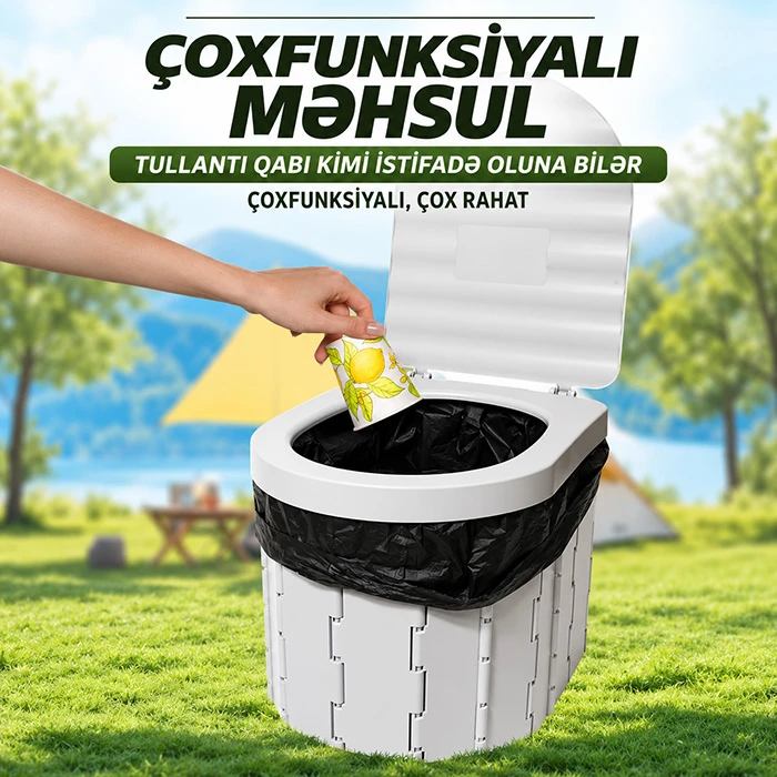 Avtomobil, bağ və düşərgə üçün portativ qatlanan bio tualet (150 kq-dək dözümlü) — Mallar, Bakı (4)