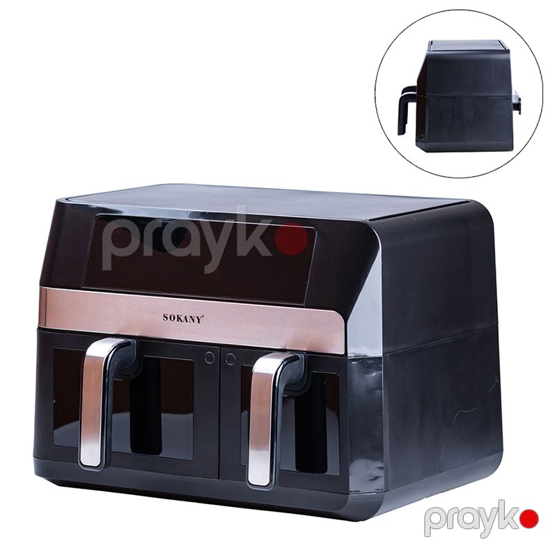 Sensor Ekranlı İkiqat Hava Fritöz Sokany SK-10034 Elektrikli Fritöz 2 Səbətli Air Frey Rəqəmsal Polad Hava Fritözü 2800W — Digər mətbəx texnikası, Bakı (2)