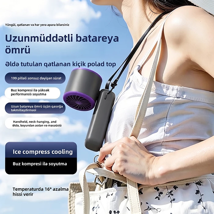 Buzlu metal lövhəli portativ mini ventilyator (199 sürətli) İsti günlərin xilaskarı: Əlinizin altında anında -1°C-yə qədər soyutma — Mallar, Bakı (5)