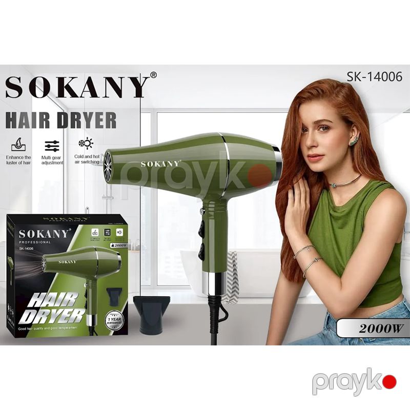 Sokany SK-14006 - Hava Feni, 2000 W Güc, 2 Sürət 2 Temperatur Tənzimləməsi — Fən, Bakı (6)