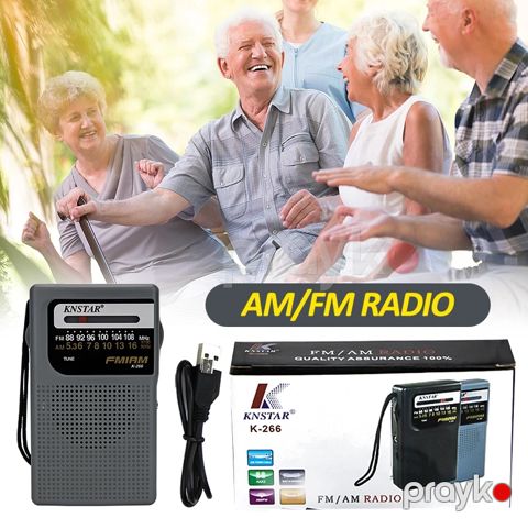Knstar K-266 Portativ Mini AM FM Radio Daxili Dinamik Antenna 3.5mm AUX Qulaqlıq — Bakı