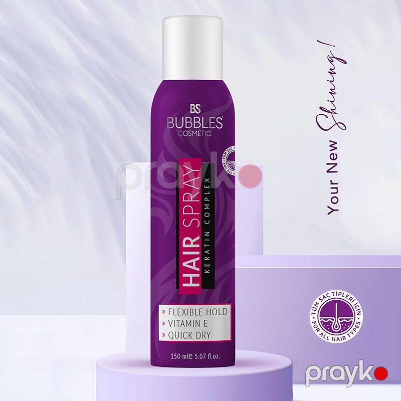 Bubbles Cosmetics 150 ml Keratin Complex Hair Spray Saç Üçün Keratin Tərkibli Vitamin E İlə Zəngin Sprey — Saç qayığı, Bakı (6)