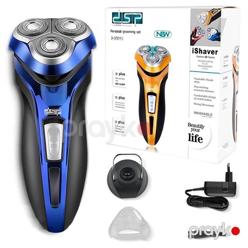 Peşəkar DSP Blue Elektrikli 3D Təraş Maşını 600mAH Kişilər Üçün Yaş və Quru Üz Saqqal Təraş Maşını — Usturalar, trimmerler və epilyatorlar, Bakı (6)