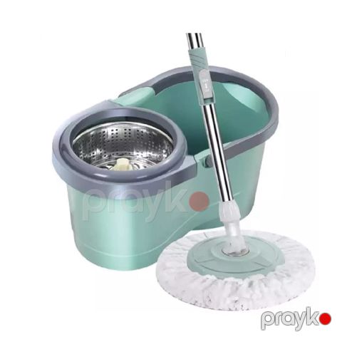 Mop və Vedrə Dəsti 360 Dərəcə Fırlanan Mop 2 Mikrofiber Başlıqlı Tənzimlənən Dəstəkli Mop — Bakı