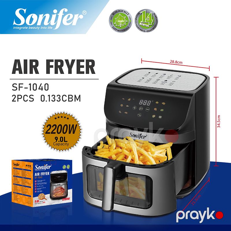 Vizual Pəncərəli Rəqəmsal LED Ekranlı Sonifer SF-1040 Airfryer Yüksək Keyfiyyətli Böyük Tutumlu Elektrikli Hava Qızdırıcısı Fritöz — Digər mətbəx texnikası, Bakı (6)