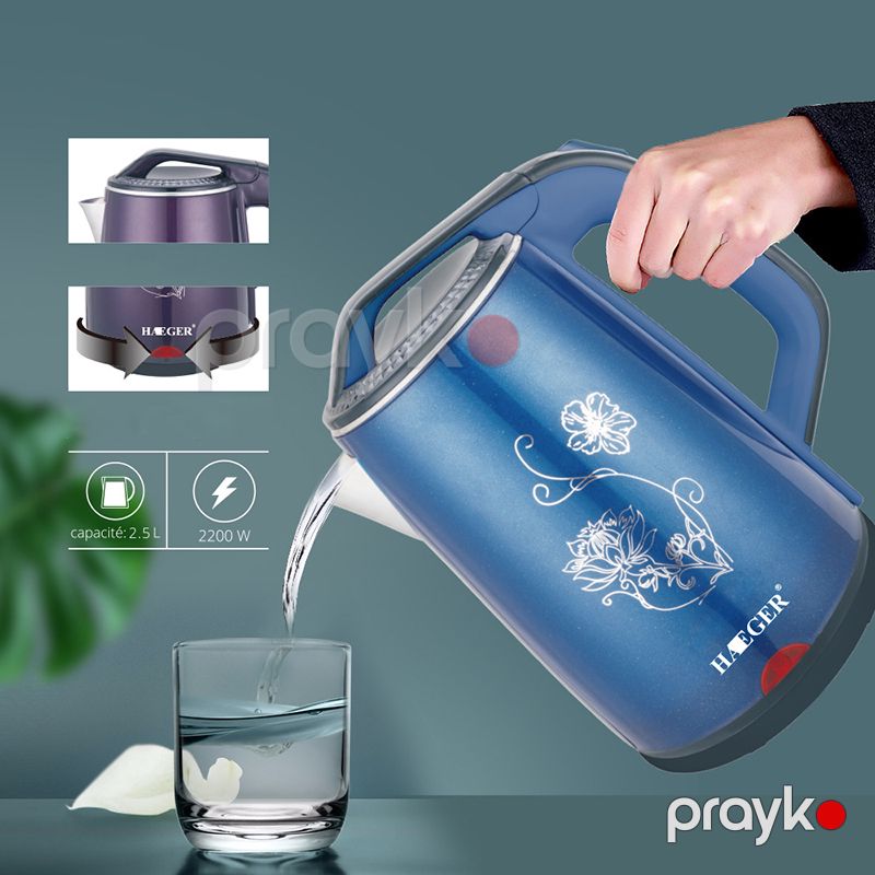 Yeni Paslanmayan Polad Materialdan Hazırlanmış Haeger Elektrikli Çaydan 3 Rəngə Məxsus Protativ Davamlı Çaydan 1.7L — Elektrik çaydanları və termoslar, Bakı (4)