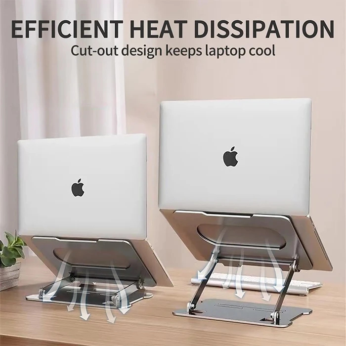 360° fırlanan tənzimlənən metal noutbuk altlığı — rahatlıq, soyutma və düzgün duruş — Mallar, Bakı (6)