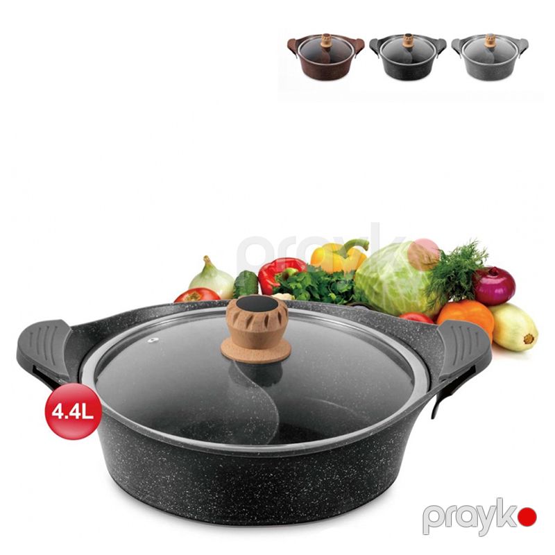 Sonifer İkiqat Qazan SF-1111-30sm keramika qapaqlı qazan Hotpot Double Flavored yapışmayan Qranit qazan — Qablar və mətbəx əşyaları, Bakı (2)