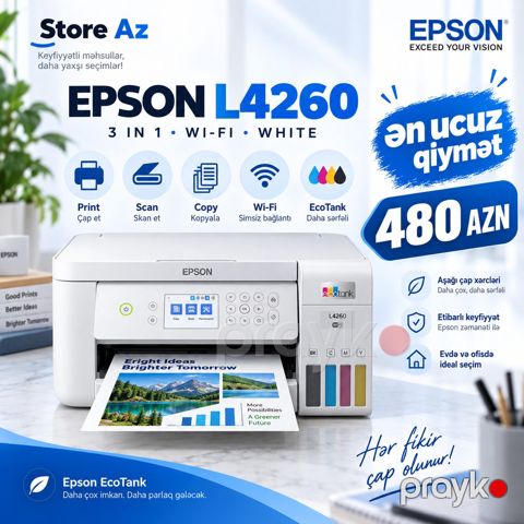 Epson EcoTank L4260 3in1 Wi-Fi White 480Azn — Bakı