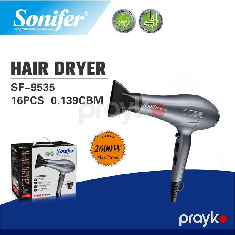 Sonifer SF-9535 - Hava Feni, Sürətli Elektrikli Güclü Saç Qurutma Maşını, 2600W Güc — Fən, Bakı (4)