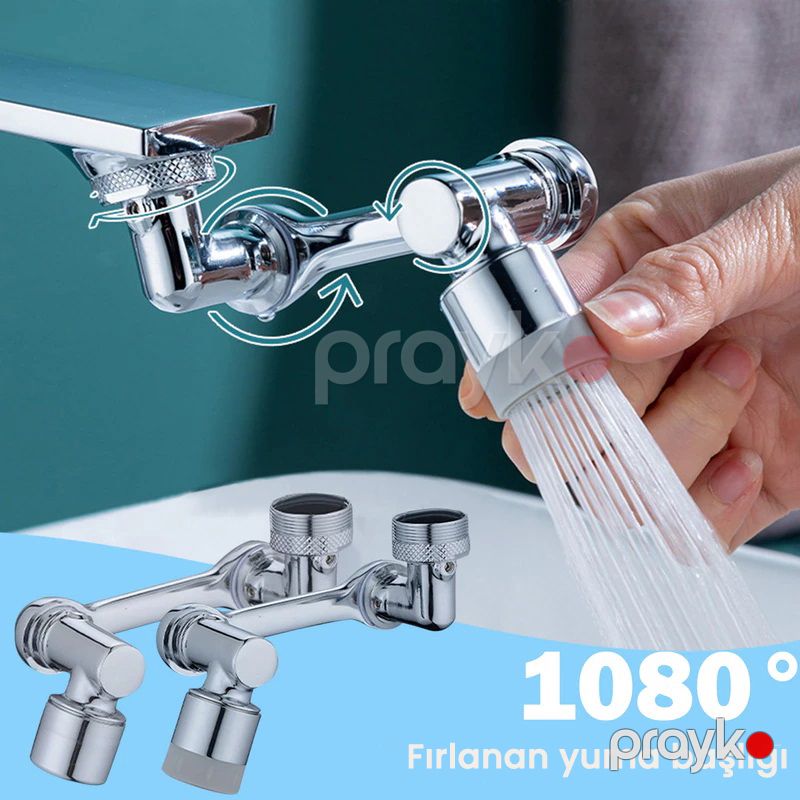 Dəmir Başlıqlı Universal 1080° Fırlanan Su Kranı Filter Funksiyalı Funksional Mətbəx Vanna Otağı Kranı — Mallar, Bakı (4)