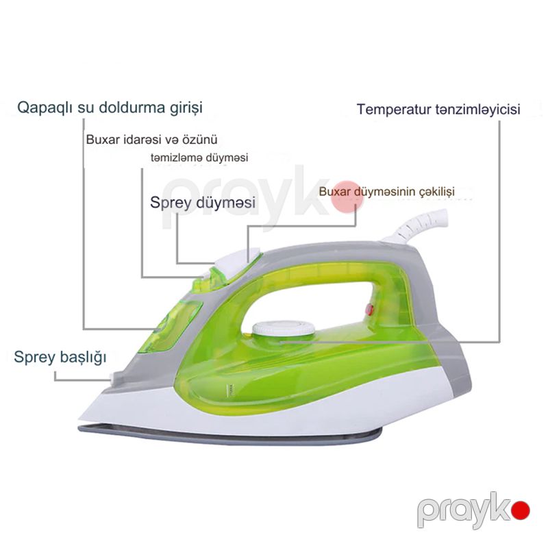 Dessını DS-077 Paslanmayan Polad Altlıqlı Buxarlı Ütü 1400W Gücündə Yüksək Keyfiyyətli Elektrikli Peşəkar Buxarlı Ütü — Ev texnikası, Bakı (5)