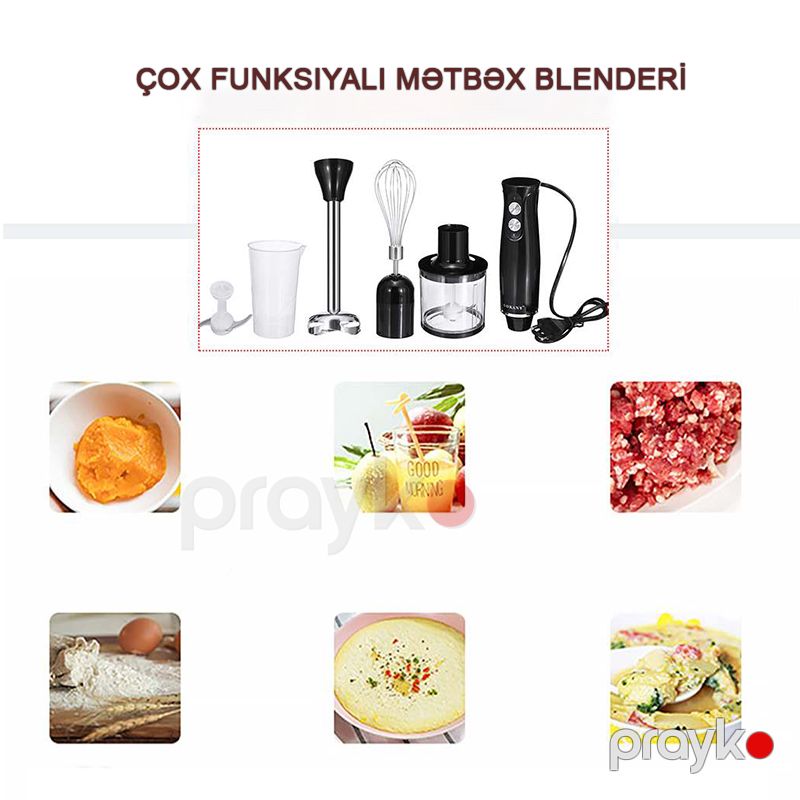 Sokany 4-ü 1-də Paslanmayan Polad Elektrikli Blender 2 Sürətli Blender Əl Mikseri Mətbəx Çırpıçısı 700ml SK-1710-4 — Blenderlər, xırdalayanlar və mikserlər, Bakı (5)