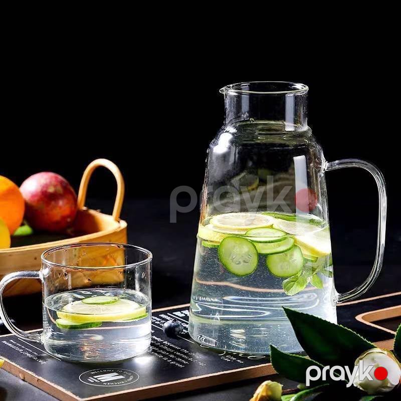 Eleqant Qrafin 1,5L Qapaqlı Şüşə Sürahi İçməli Su Üçün Premium 50Oz Şüşə Su Qabı Qrafinka Dəsti — Qablar və mətbəx əşyaları, Bakı (2)