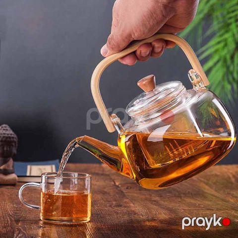 Borrey İstiliyədavamlı Protativ Seramik Şüşə Çaynik Böyük Tutumlu Şəffaf Şüşə Çaynik 1000Ml — Bakı